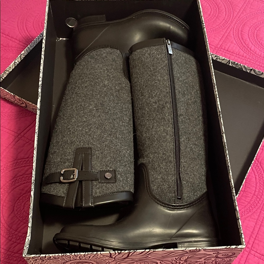 Ted&Muffy Black and Gray Wool Boots